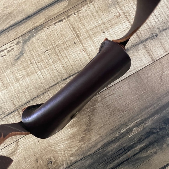 African Handmade Brown Leather Crossbody Bag with Colorful Leather Accent - Picture 10 of 12